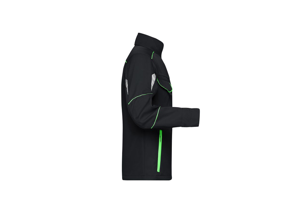JN Funktionelle Softshell-Jacke JN851 black/lime-green, Größe 6XL