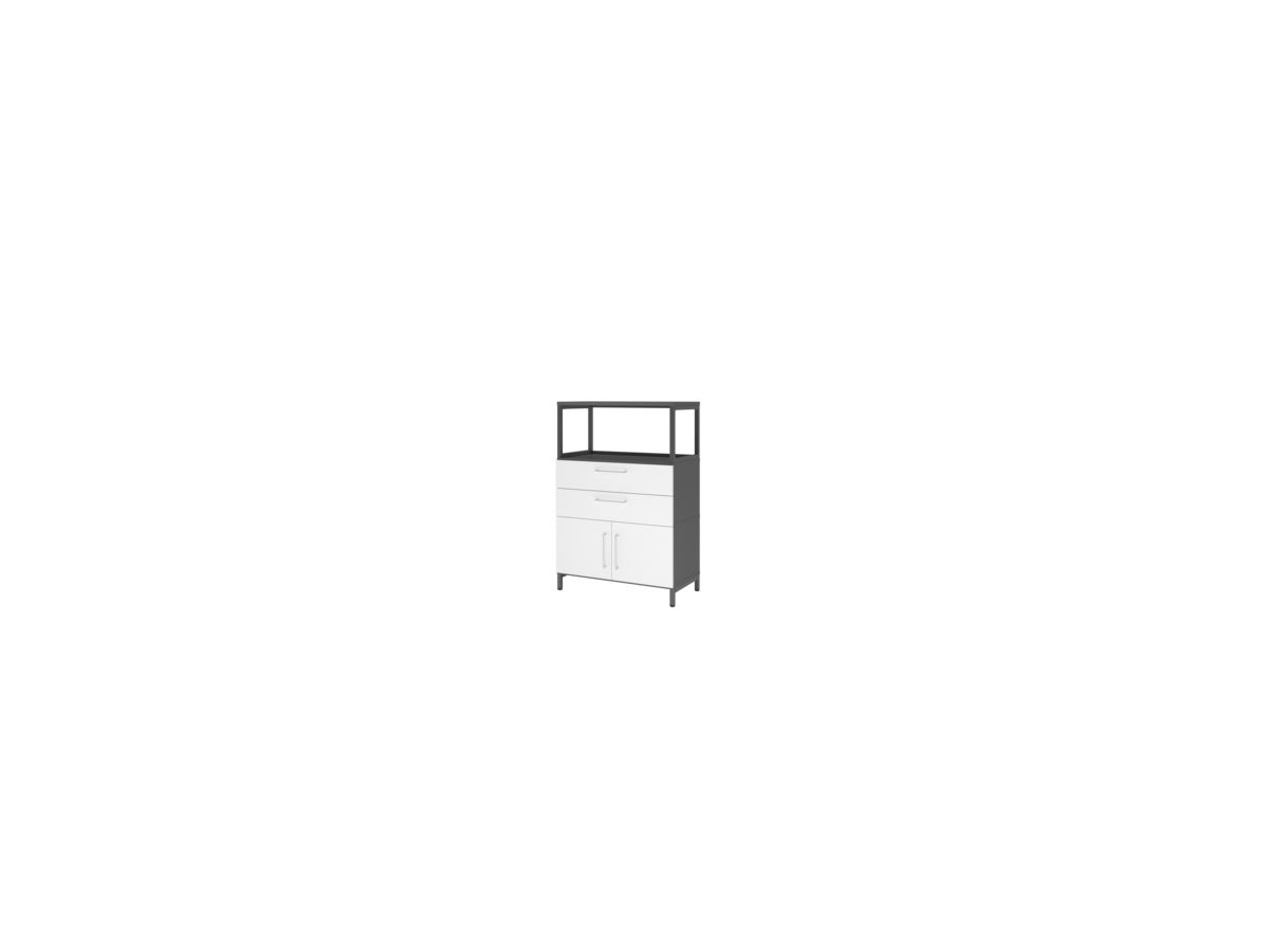 Kombischrank FlexWall B800xT400xH1180mm 3 OH 2 Türen 2 Schubladen graphit/weiß