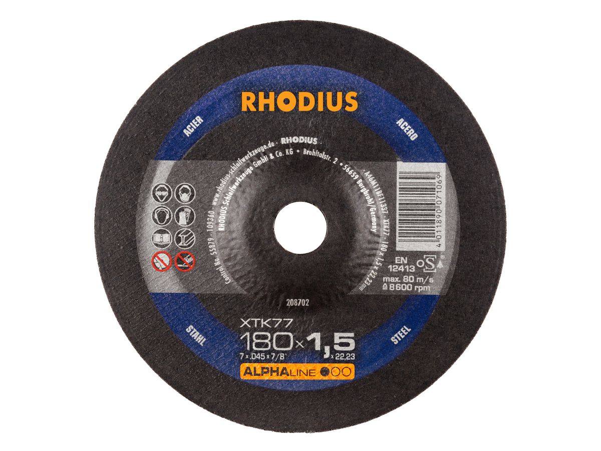 Trennscheibe XTK77 180 x 1,5mm gekr. Rhodius