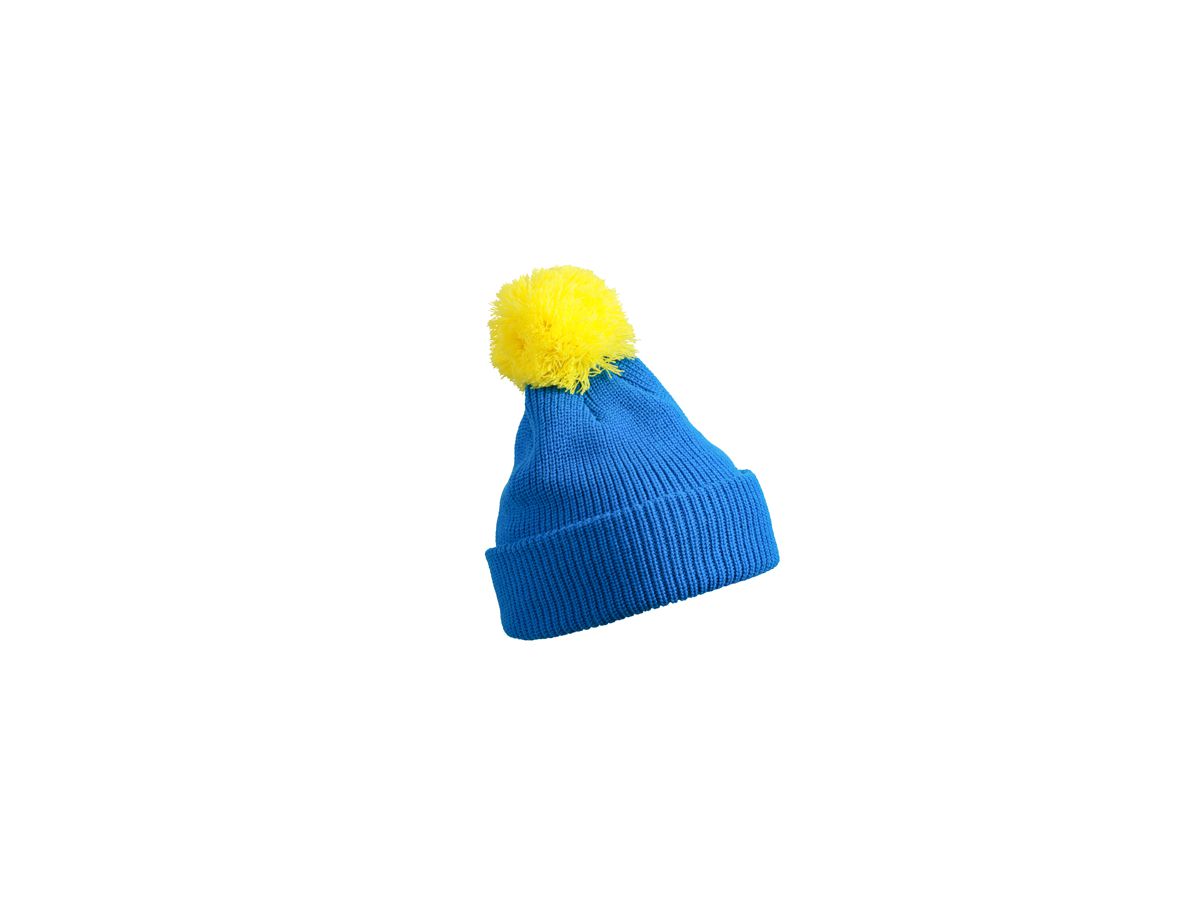 mb Pompon Hat with Brim MB7967 100%PAC, azur/yellow, Größe one size