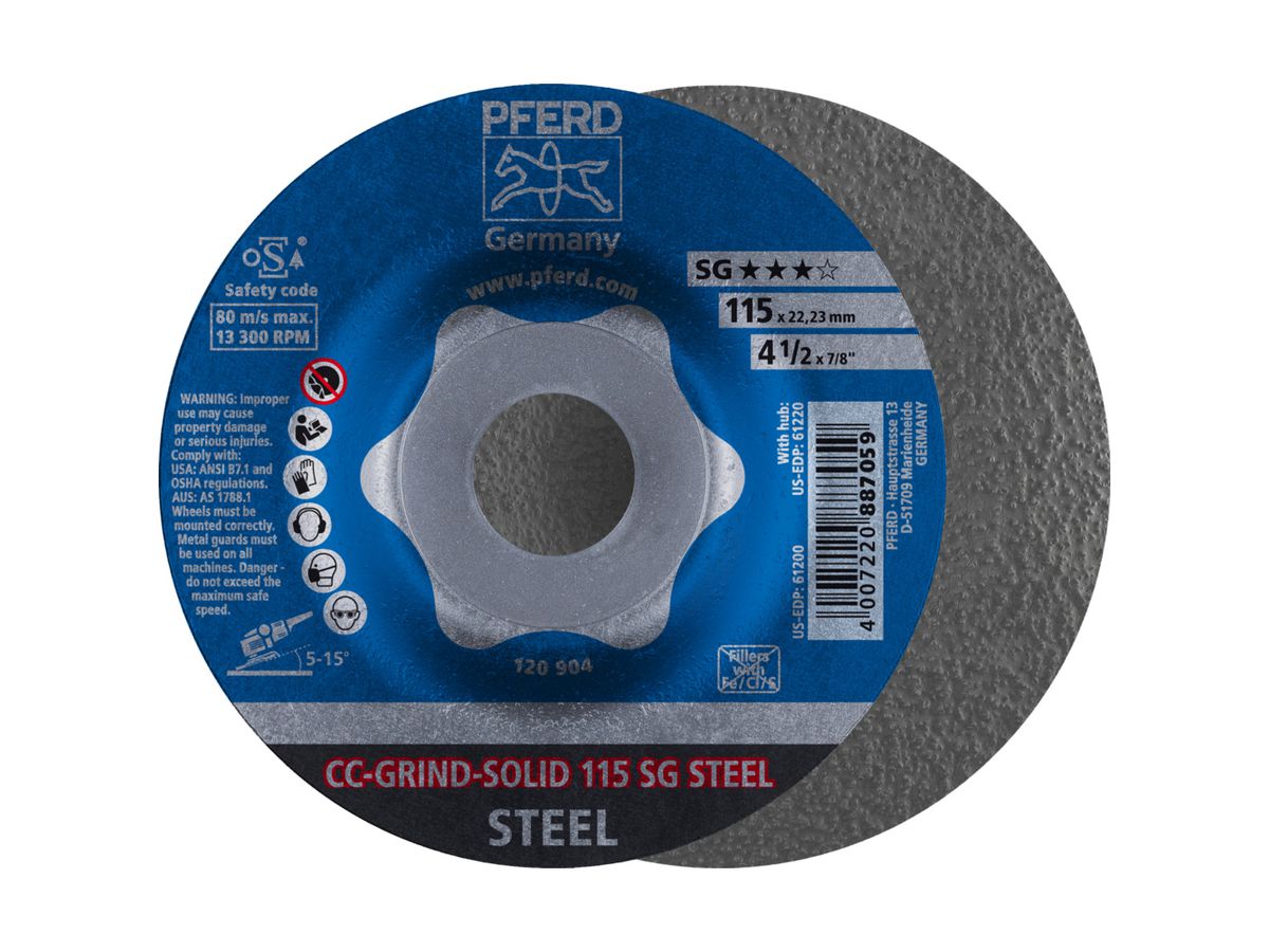 PFERD Schleifscheibe CC-GRIND-SOLID SG STEEL, 115 mm