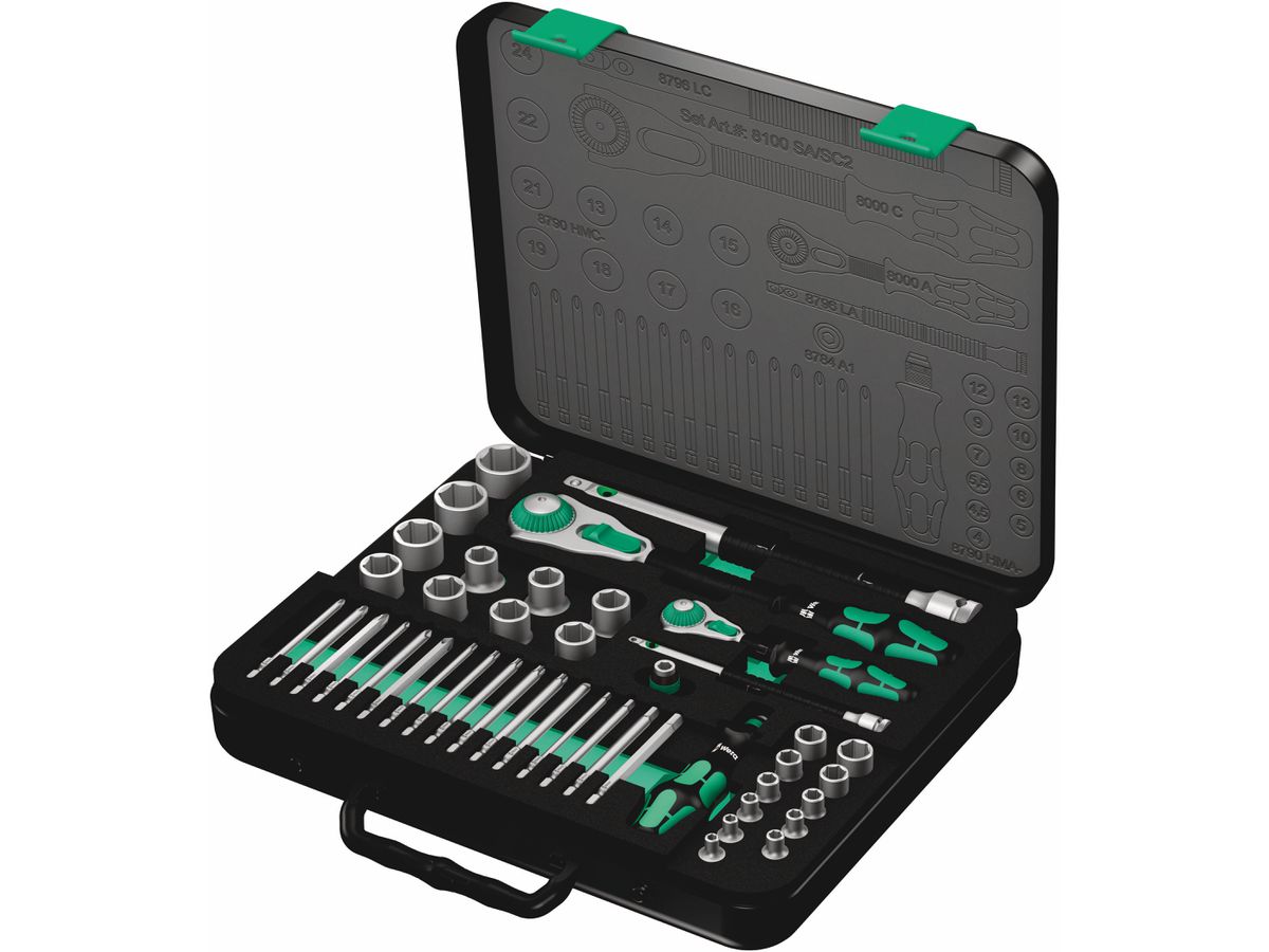 WERA Zyklop Speed-Knarrensatz metrisch 8100 SA/SC 2, 1/4" und 1/2", 43-teilig