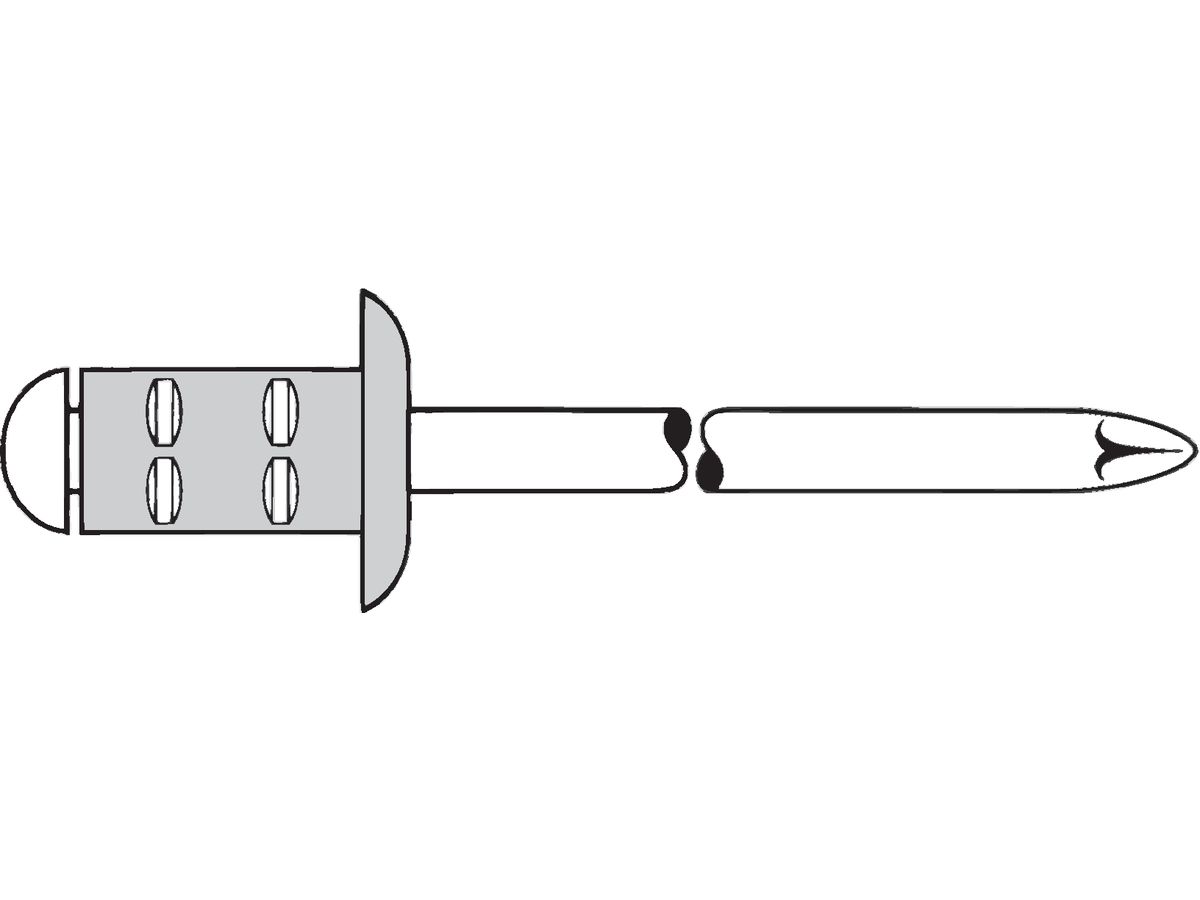 GESIPA Polygrip Mehrbereichs-Blindniet 4,0 x 17,0 - Alu/Stahl, Flachrundkopf