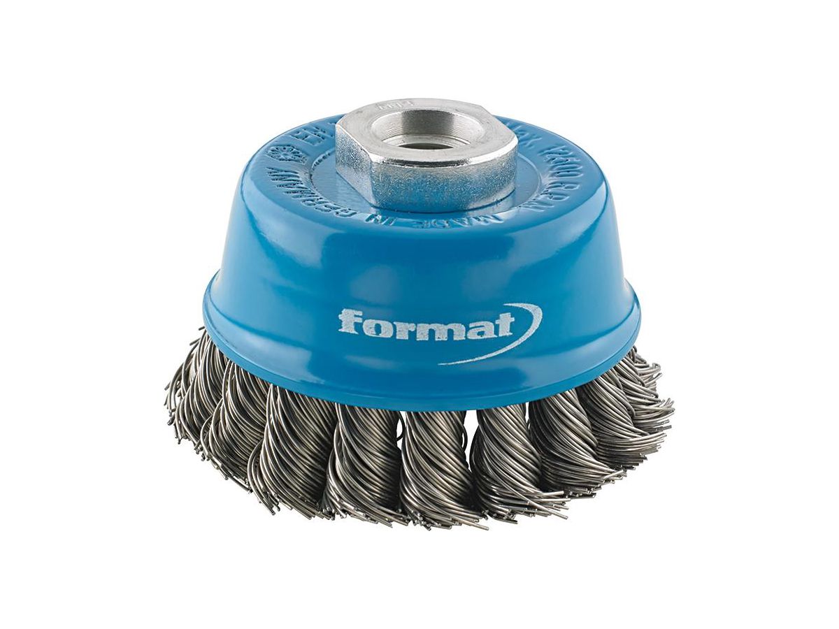 Cup brush steel wire M14 65x0.35mm knotted FORMAT