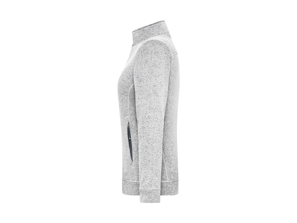 JN Damen Strickfleece-Jacke JN897 white-melange/carbon, Größe 4XL