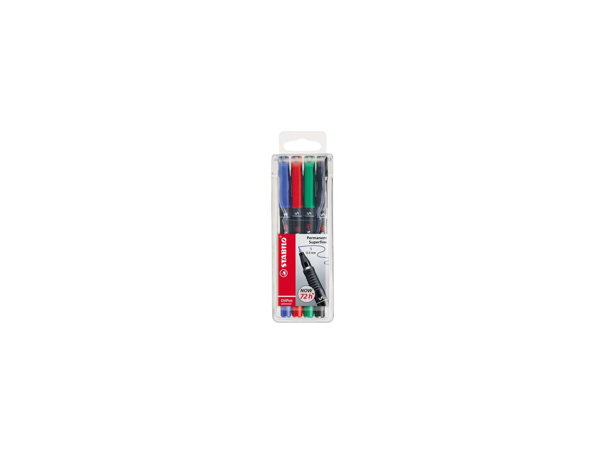 STABILO Folienschreiber OHPen 841/4 S 0,4mm sortiert 4 St./Pack.