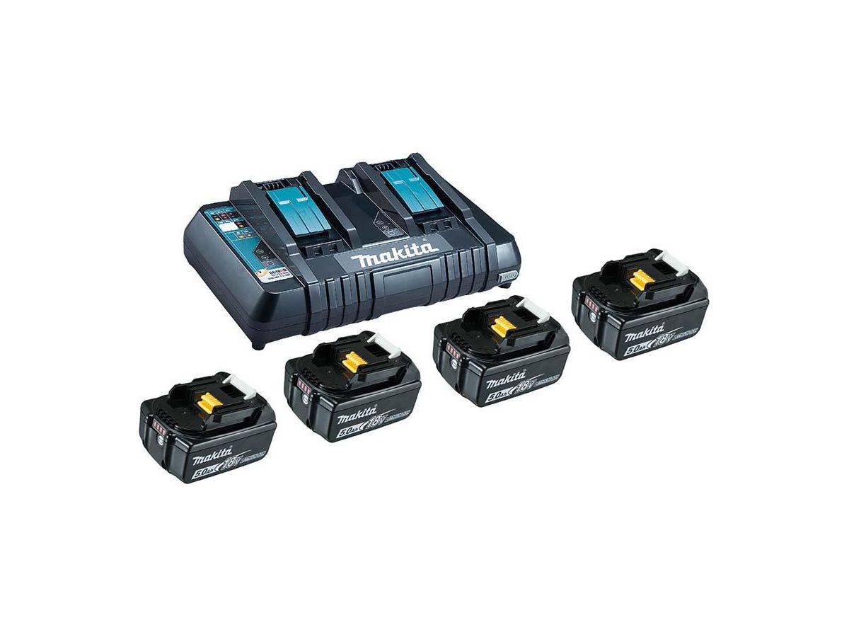 MAKITA Power Source Kit im Karton 4x18V 5,0Ah + Ladegerät DC18RD