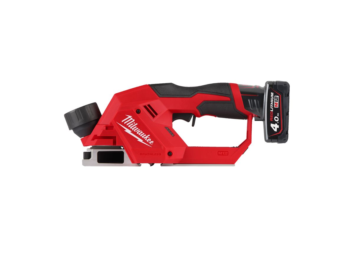 MILWAUKEE Akku-Hobel M12BLP-402X 2x12V/4,0 Ah, Ladegerät, HD Box