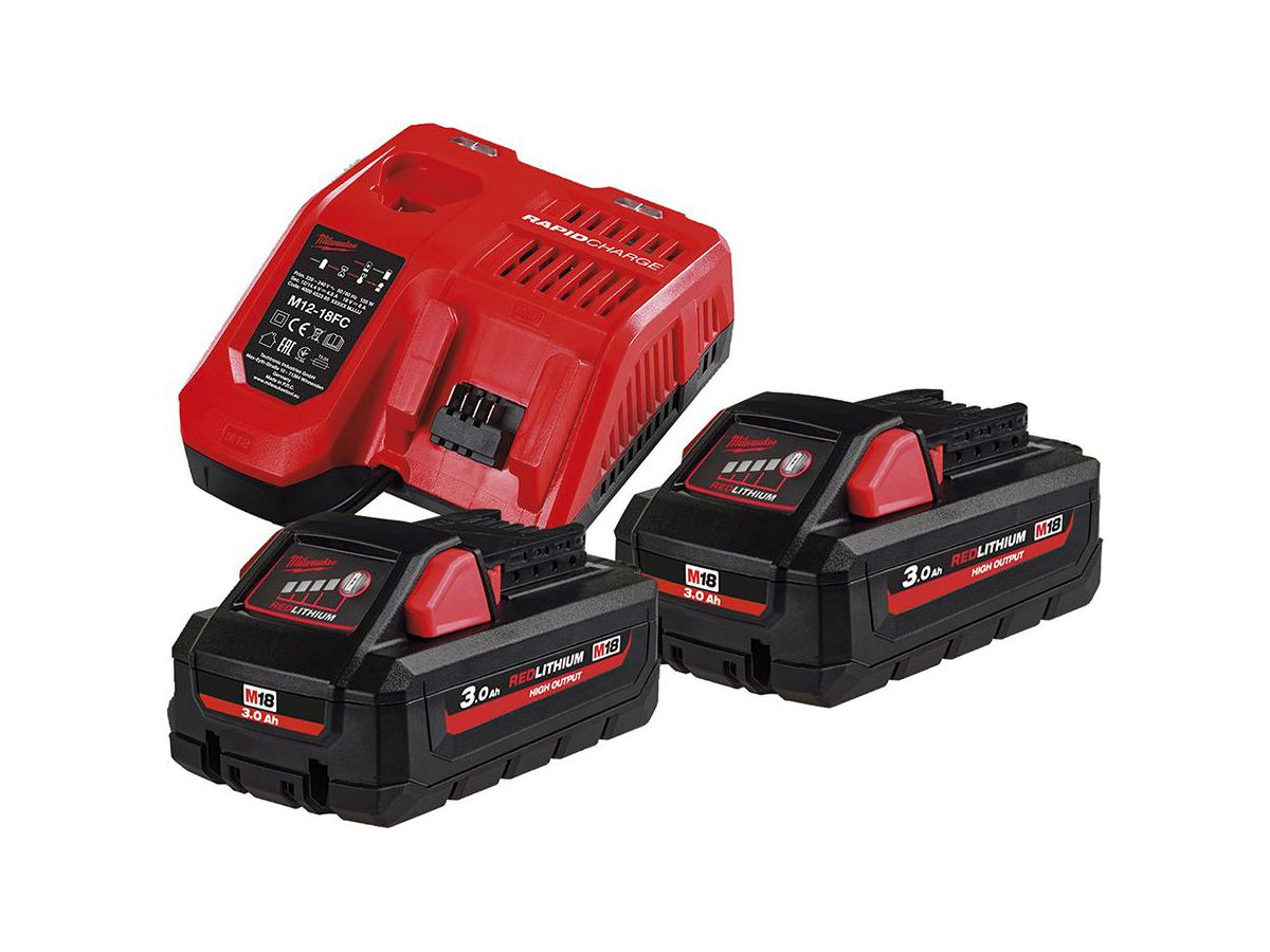 MILWAUKEE 18V Starterset M18HNRG-302 2x18V/3Ah, 1x12V/2,0 Ah, Ladegerät