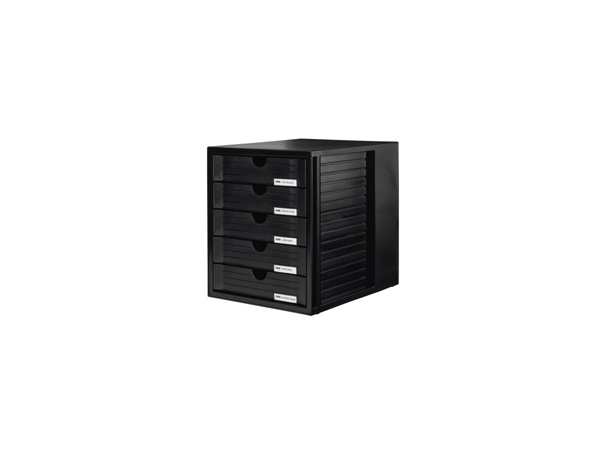 HAN Schubladenbox Systembox 1450-13 DIN C4 5Schubfächer sw