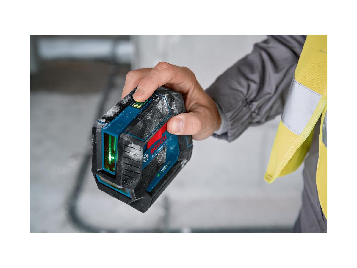 BOSCH Linienlaser GLL 2-15 G, grün LB10, DK10, Zieltafel, Tasche, 4x1,5 V