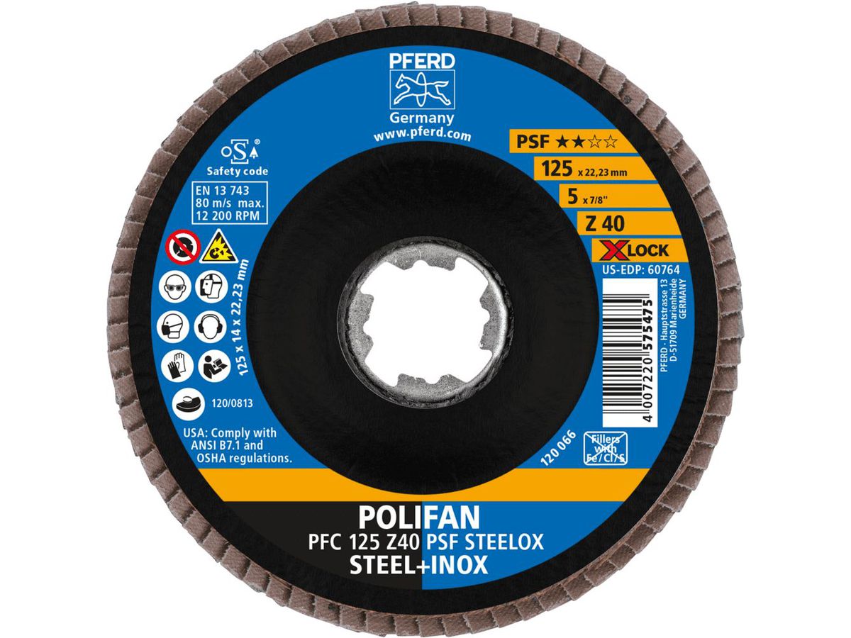 PFERD Fächerschleifscheibe X-LOCK 125mm K40 PSF