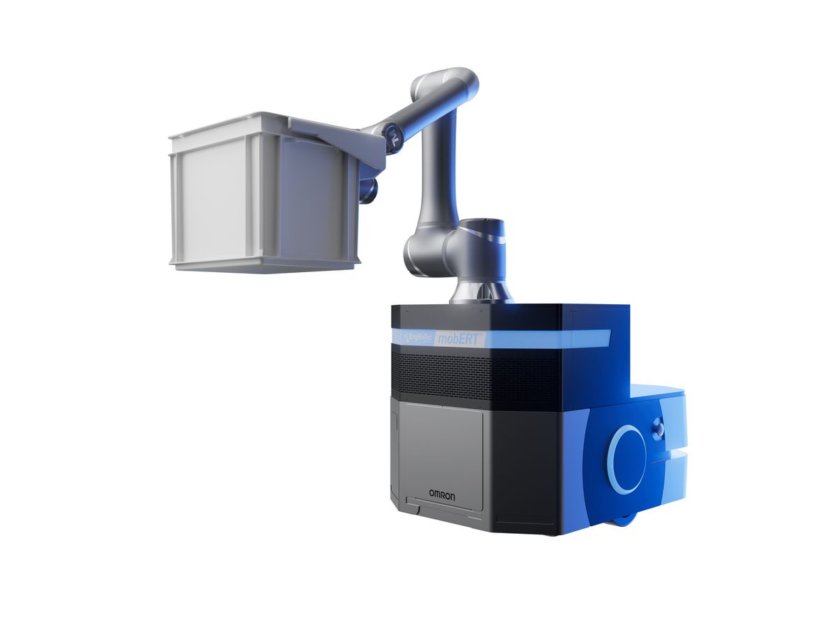 mobERT mobiler Manipulator OMRON AMR + Cobot TM14M, LD250 Starterkit Ladegerät