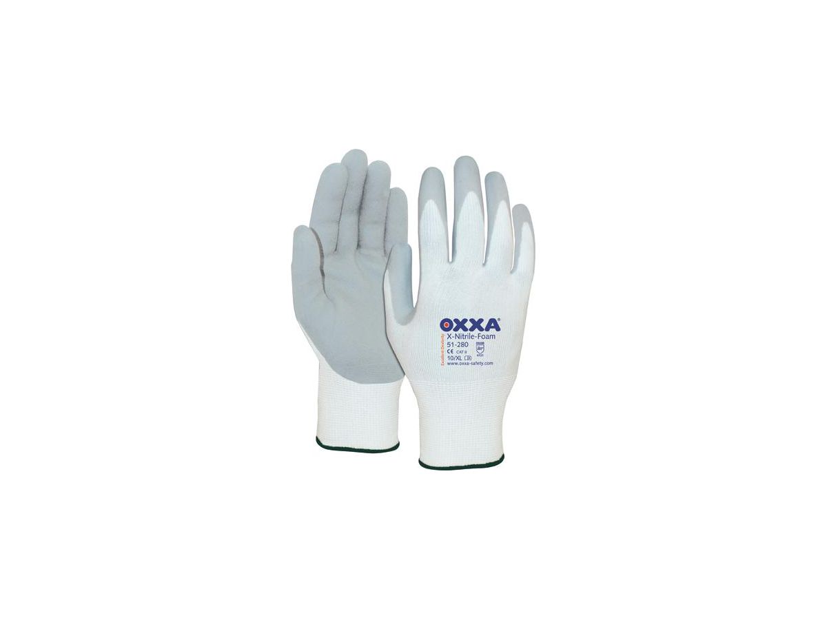 Handsch. Oxxa X-Nitrile- Foam, Gr. 9, weiß/grau