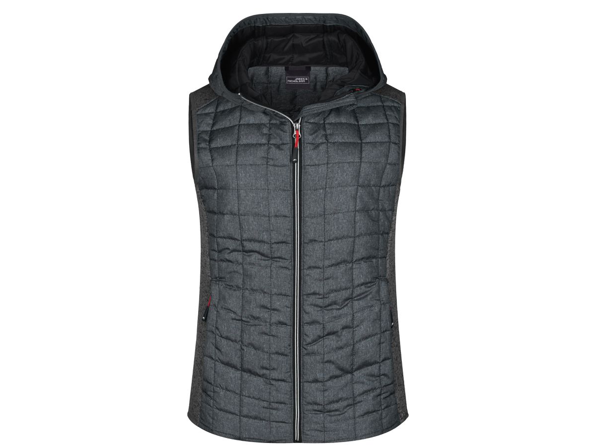 JN Ladies' Knitted Hybrid Vest JN767 grey-melange/anthracite-melange, Größe M