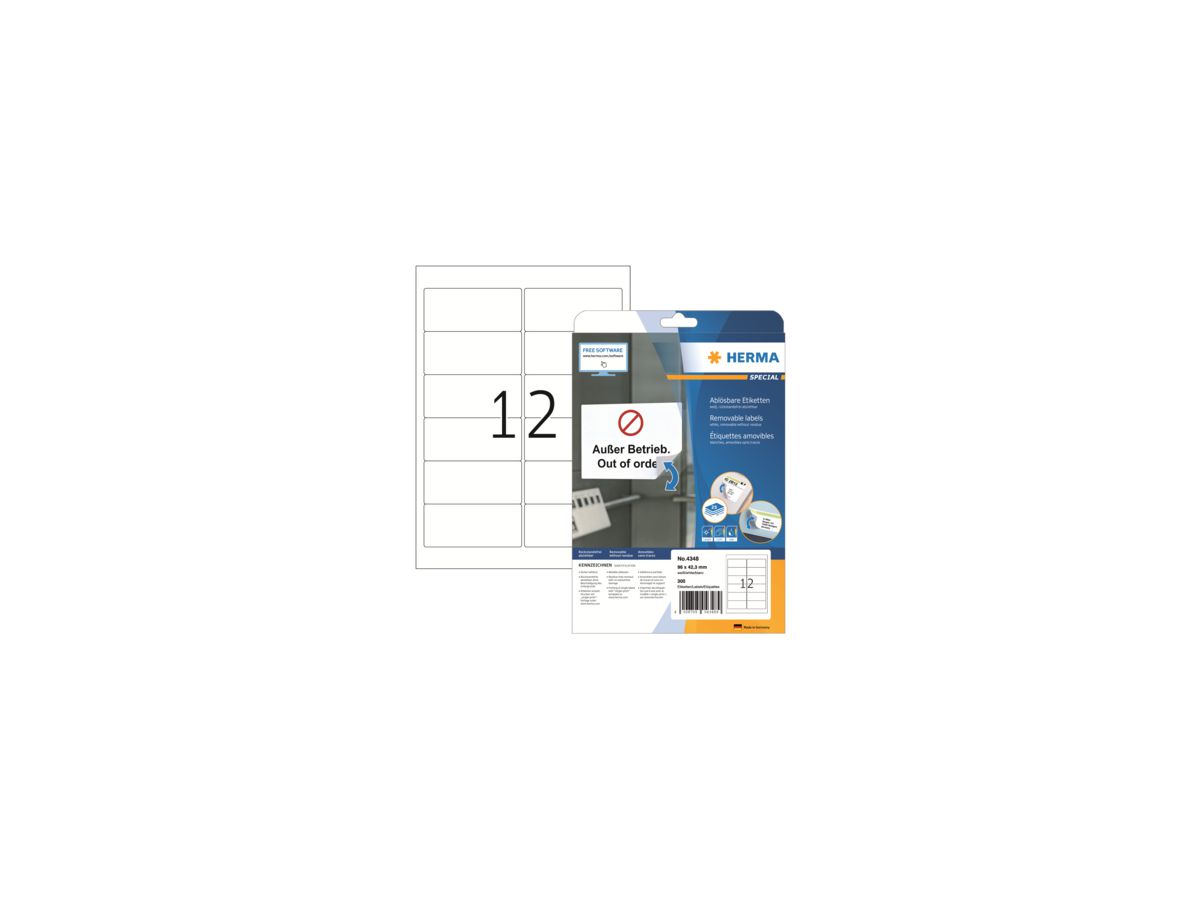 HERMA Etikett Movables 4348 96x42,3mm weiß 300 St./Pack.