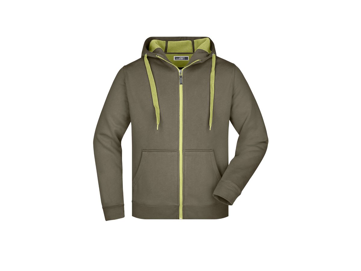JN Mens Doubleface Jacket JN355 55%PES/45%BW, olive/lime-green, Größe S