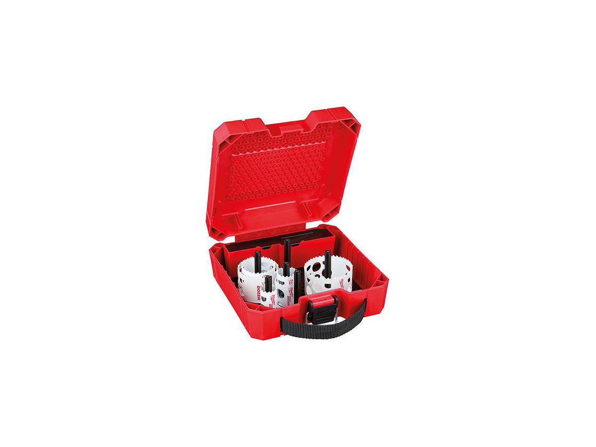 MILWAUKEE Lochsägen Bi-Metall Set 10-tlg 25, 32, 40, 54, 68, 76 mm, Adap., Bohrer