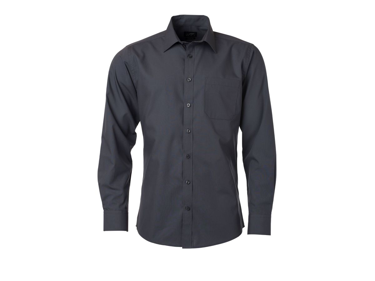 Men's Shirt Longsleeve Poplin JN678 fb. carbon Größe L