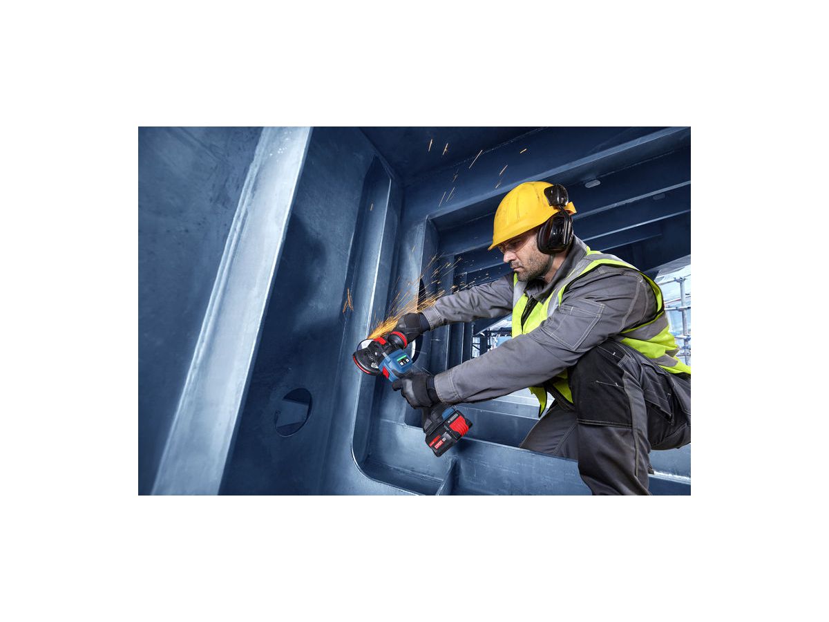 BOSCH Akku-Winkelschleifer EXWX18V-15S X-Lock 2x18V/8,0 Ah, Ladegerät, L-BOXX