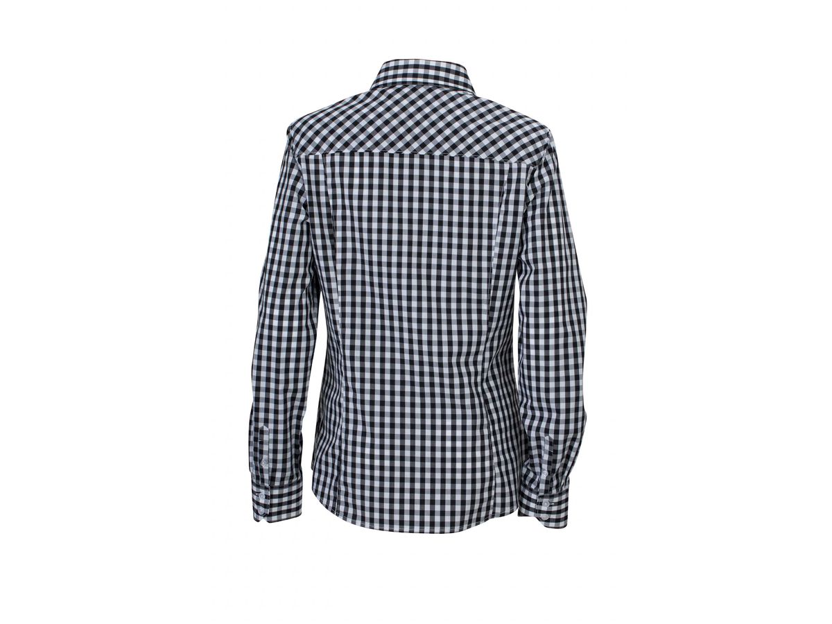 JN Ladies Checked Blouse JN616 100% BW, black/white, Größe L