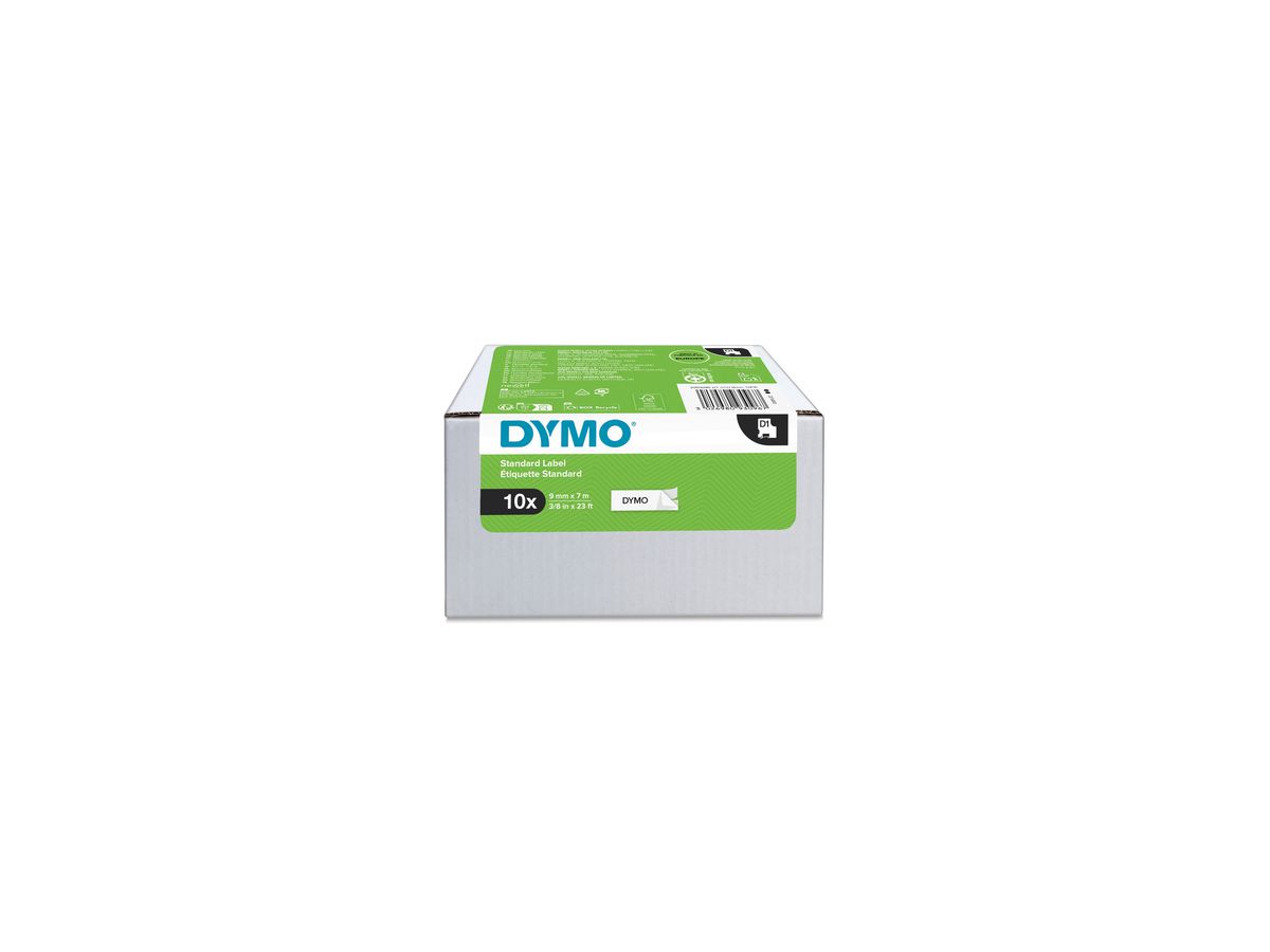 DYMO Schriftbandkassette D1 2093096 9mmx7m sw auf ws 10St.