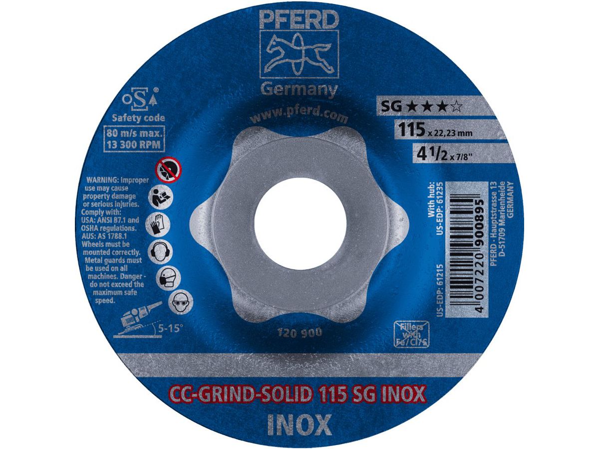 PFERD Schleifscheibe CC-GRIND-SOLID SG INOX 115 mm