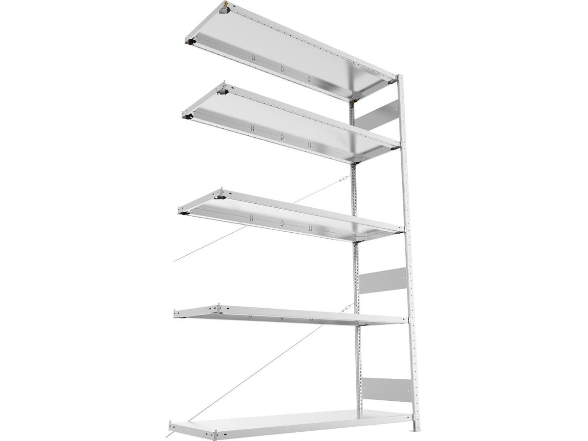 META Steckregal S3 CLIP 200 Fachl. 200kg vzk Anbaufeld 5 Böden B1500Xt500Xh2500mm