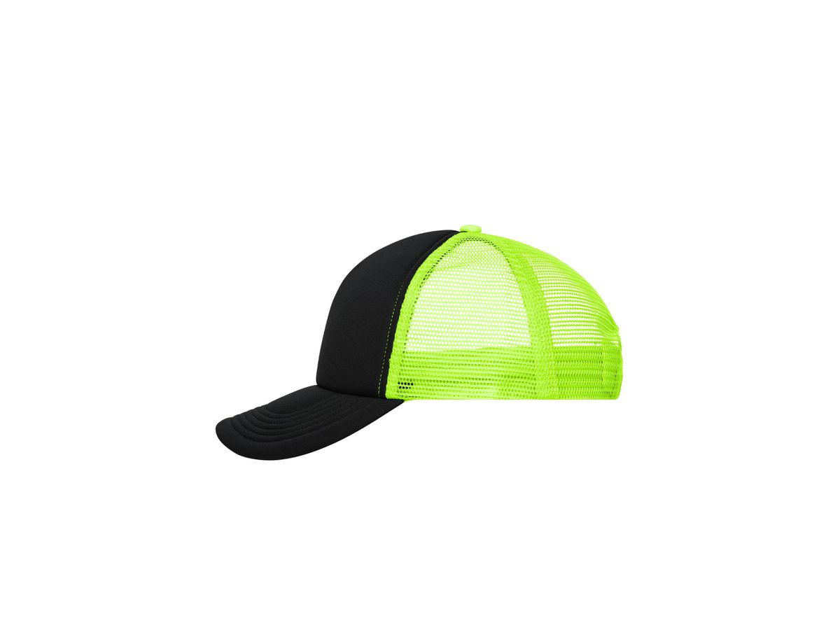 mb 5 Panel Polyester Mesh Cap MB070 black/neon-yellow, Größe one size