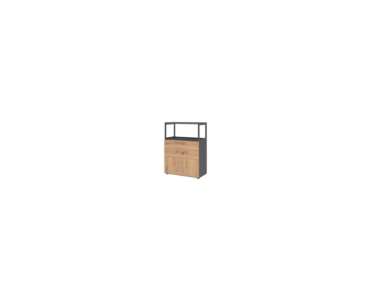Kombischrank FlexWall B800xT400xH1110mm 3 OH 2 Türen 2 Schubladen grap./asteiche
