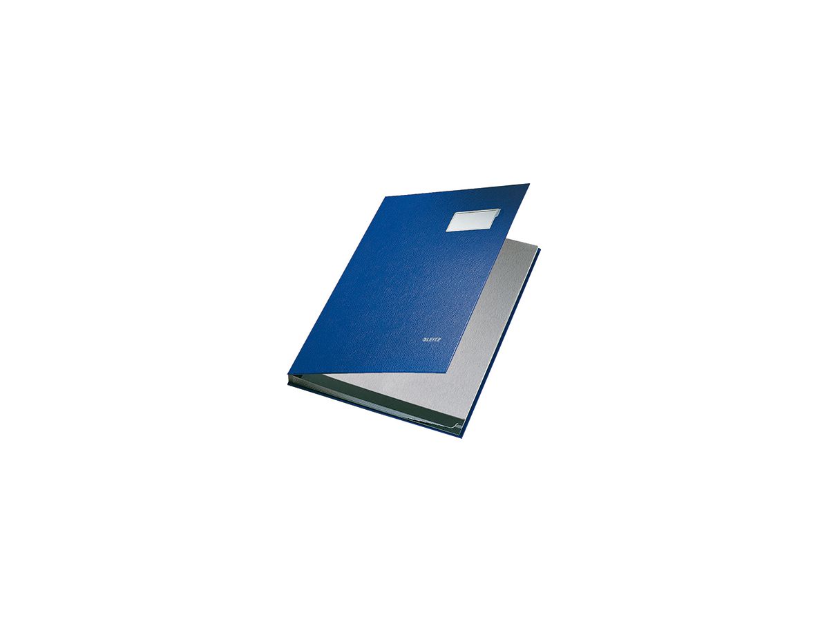 Leitz Unterschriftsmappe 57010035 DIN A4 10 Fächer Graupappe blau