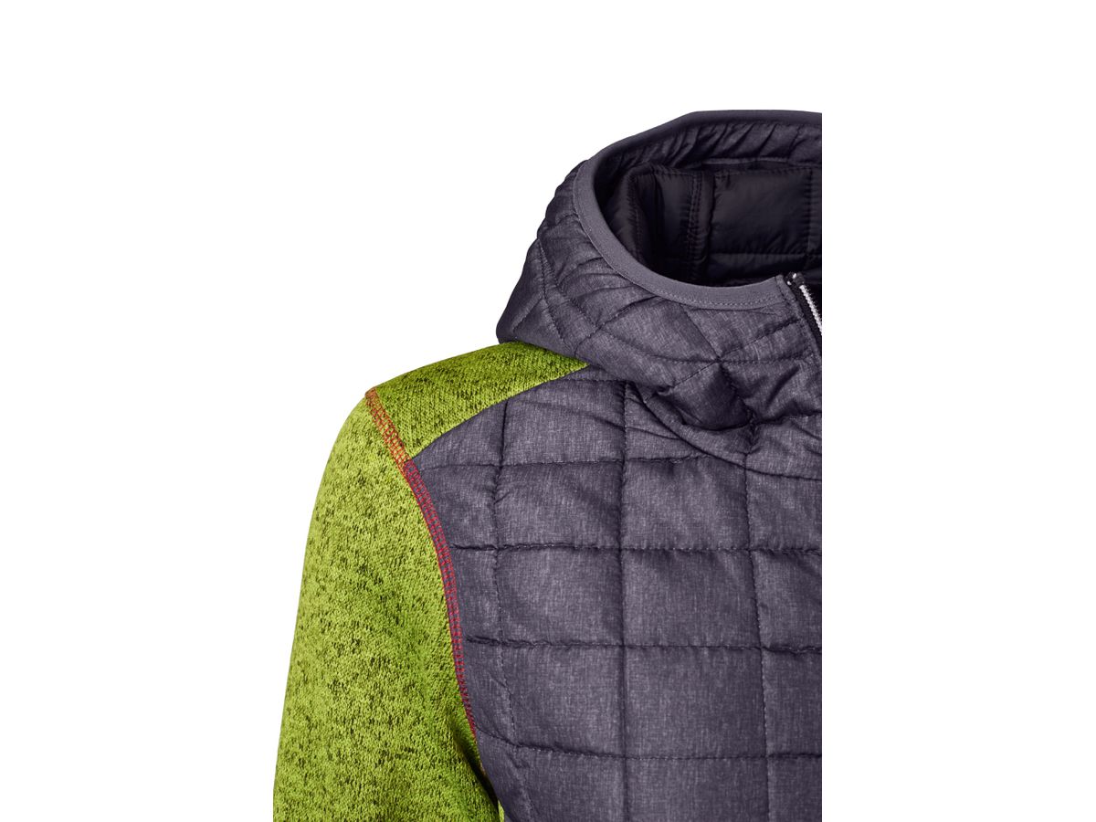 Ladies' Knitted Hybrid Jacket JN771 Fb. kiwi-/anthracite-melange, Gr. L