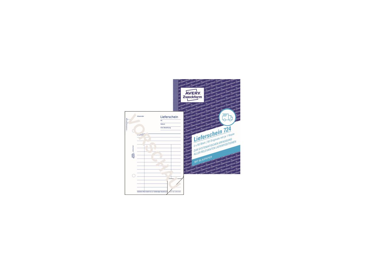 Avery Zweckform Lieferschein 724 DIN A6 2x50Blatt