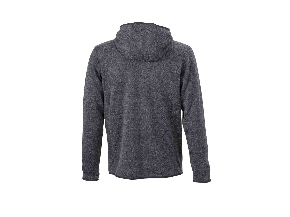 JN Mens Knitted Fleece Hoody JN589 100%PES, dark-melange/black, Größe 3XL