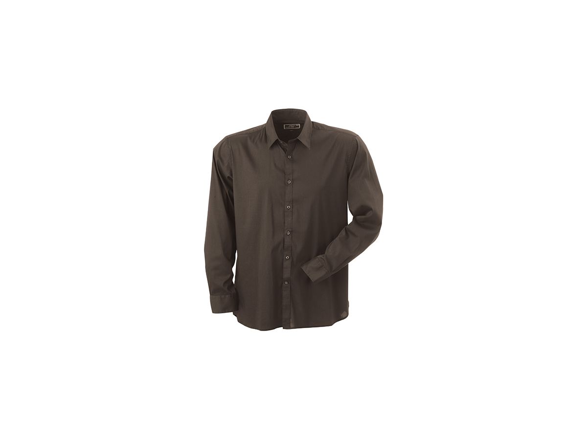 JN Mens Shirt Slim Fit Long JN193 67%BW/30%PA/3%EL, brown, Größe L