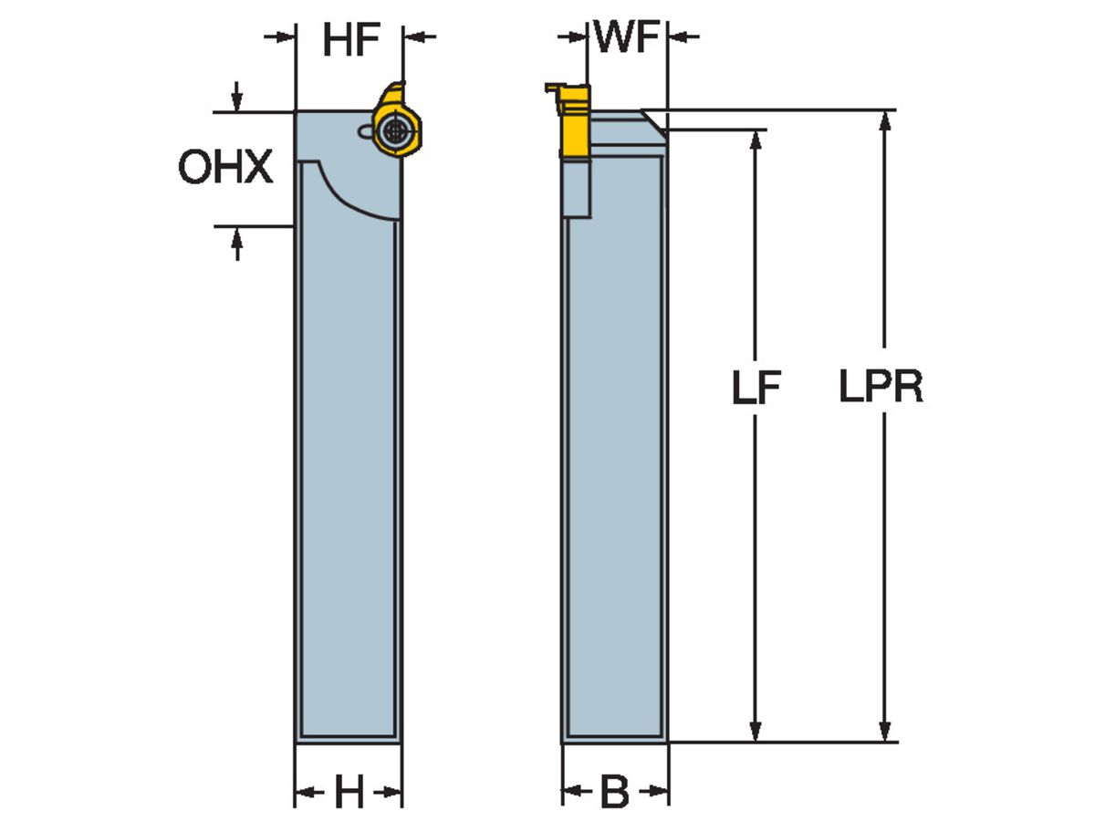 COROMANT Adapter rechteckiger Schaft - CoroCut MB MBG-1616-09R
