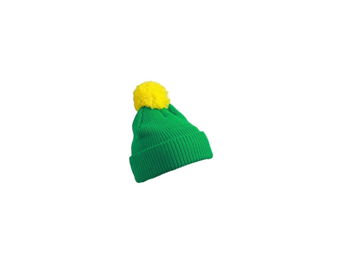mb Pompon Hat with Brim MB7967 100%PAC, fern-green/yellow, Gr. one size