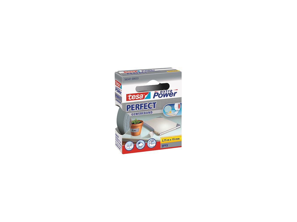 tesa Gewebeband extra Power Perfect 56341-00033 19mmx2,75m grau