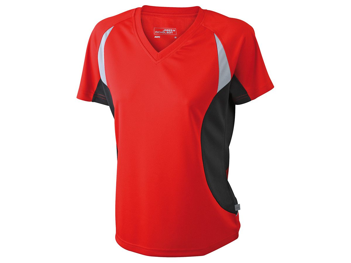JN Ladies Running-T JN390 100%PES, red/black, Größe S