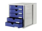 HAN Schubladenbox Systembox 1450-14 DIN C4 5Schubfächer bl