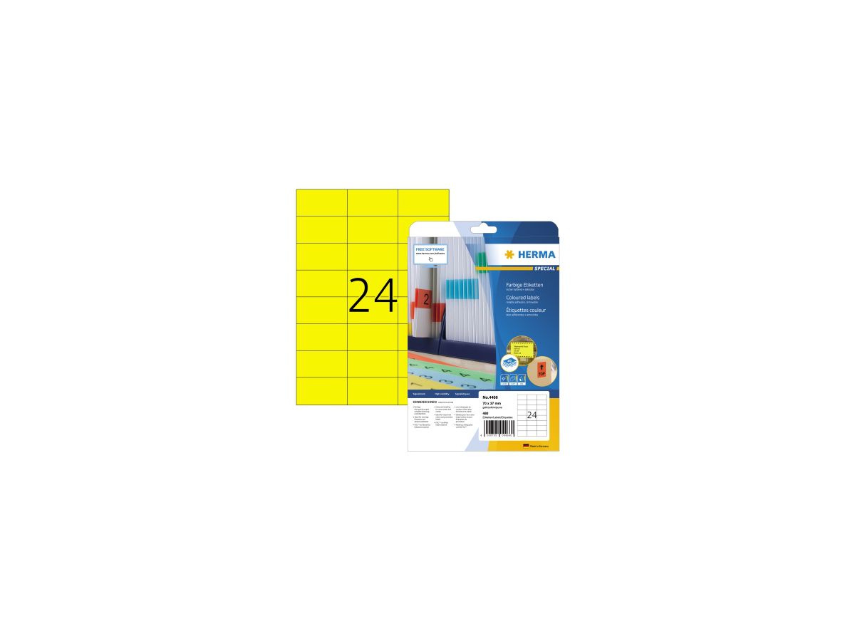 HERMA Etikett SPECIAL 4466 70x37mm gelb 480 St./Pack.