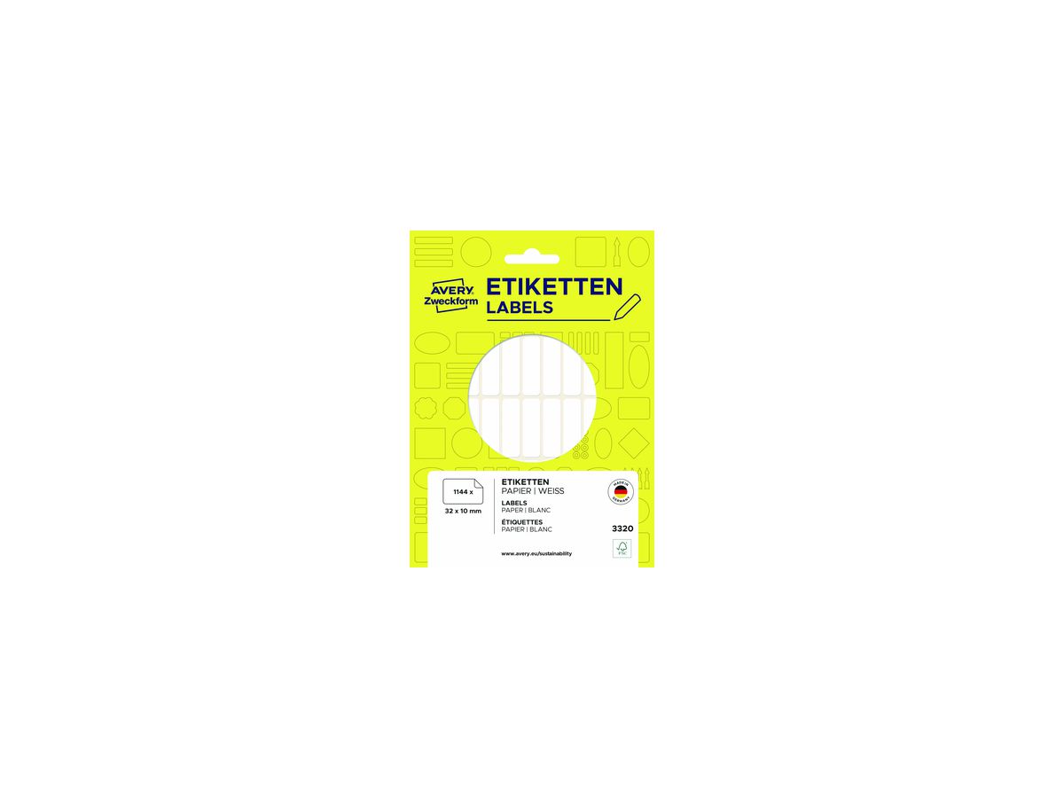 Avery Zweckform Vielzwecketikett 3320 32x10mm weiß 1.144 St./Pack.