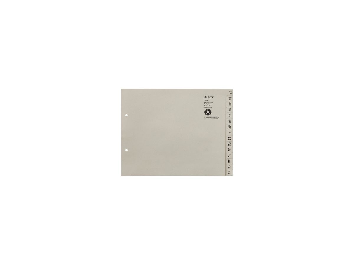 Leitz Registerserie 13040085 DIN A4 A-Z für 4Ordner Tauenpapier grau