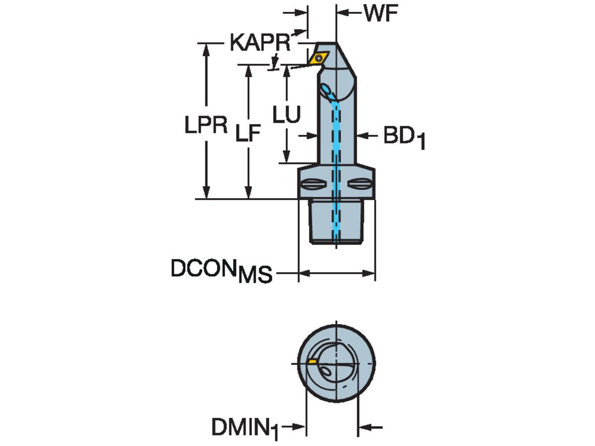 COROMANT CoroTurn 107 Schneidkopf zum Rückwärtsausdrehen C4-SDUCR-18090-07X
