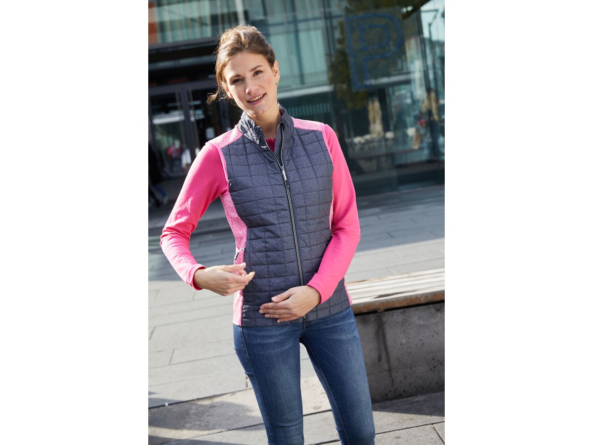 JN Ladies' Knitted Hybrid Vest JN739 light-melange/anthracite-melange Gr. L