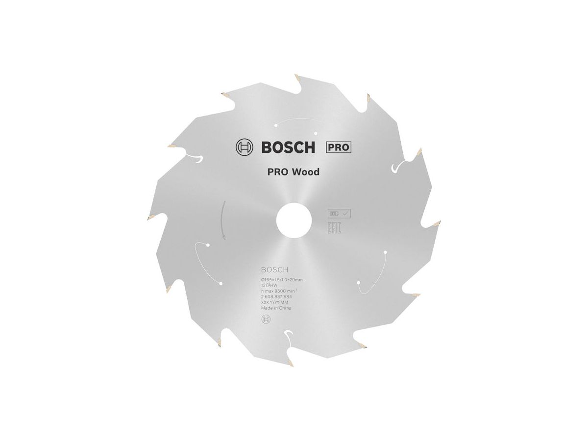 BOSCH Kreissägeblatt PRO Wood cordless 165 x 1,5 x 20 mm, T12