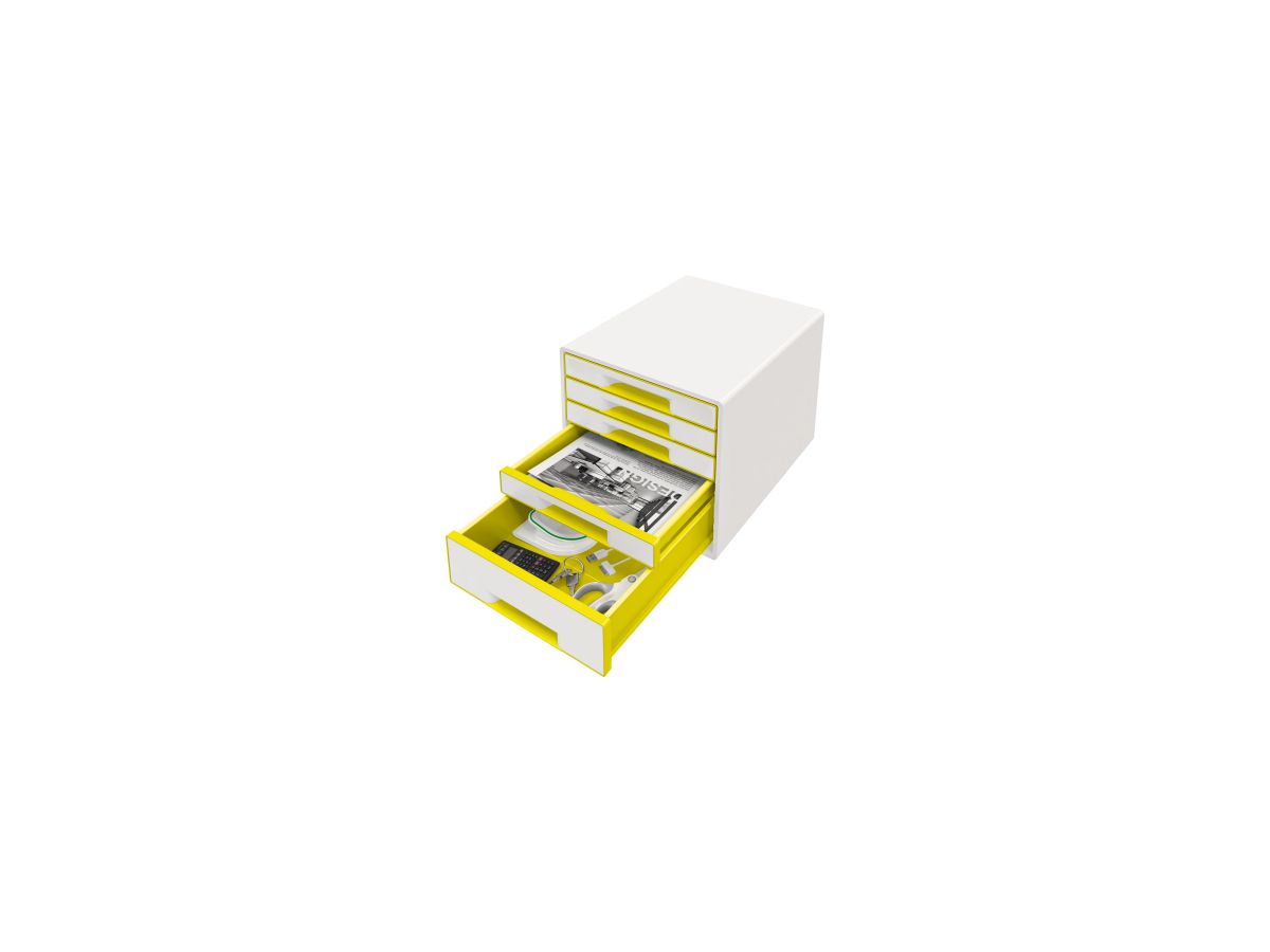 Leitz Schubladenbox WOW CUBE 52142016 5Schubfächer weiß/gelb