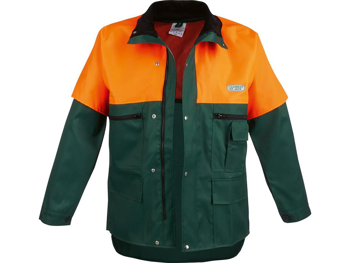 Forstschutz-Jacke mit Schnittschutz EN381-11 Kl.1, grün/orange