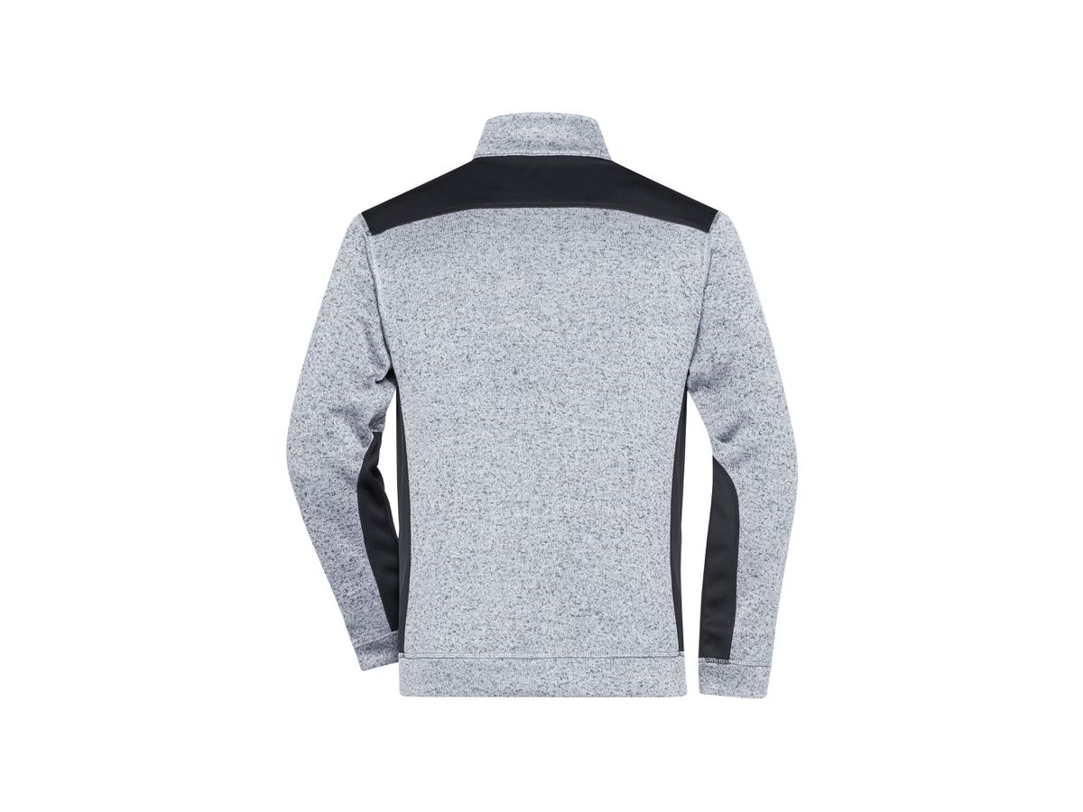 JN Herren-Strickfleece Jacke JN864 white-melange/carbon, Größe 5XL