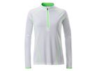 JN Ladies' Sports Shirt Longsleeve JN497 white/bright-green, Größe L
